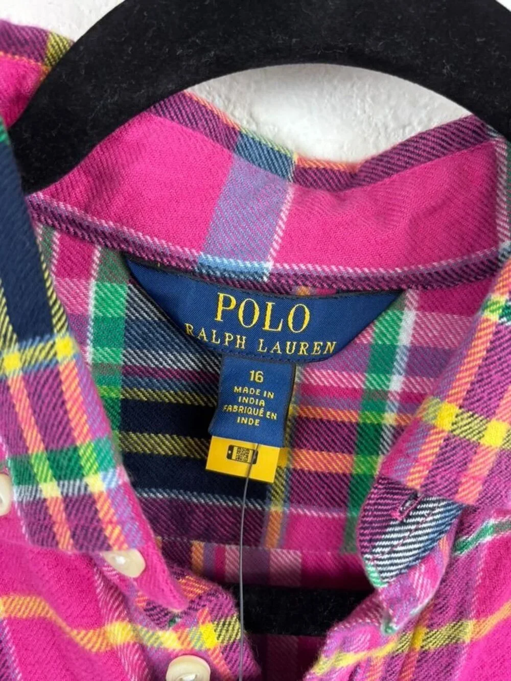 POLO Ralph Lauren girls 16 pink plaid long sleeve flannel dress preppy NWT